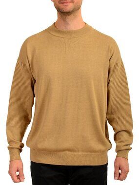 Scuderia Ferrari Men's Beige Silk Crewneck Pullover Sweater US 2XL IT 56